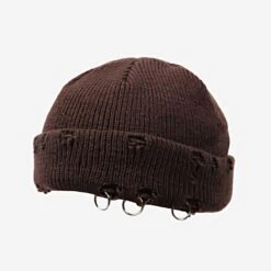 Distressed Beanie With Ring Accessories