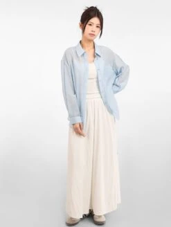 Sheer Lightweight Button-Down Long Sleeve Shirt -Modern Wear Shop a629de7bce128cd6181060c57d061e82