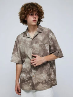 Tie-Dye Short Sleeve Button Shirt With Chest Pocket -Modern Wear Shop a6702e6d1689ac11d94dae5540e64ae1