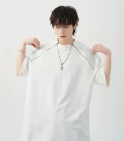 Oversized Black T-Shirt With Zipper Shoulder Detail -Modern Wear Shop a683023ce5c53aeed5642ff2050b6c32