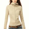 Skinny High Collar Hoodie Zip Jacket