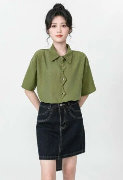 Zigzag Button Collared Top -Modern Wear Shop a6acbe15aedc772e9fb41a3ccdde2301