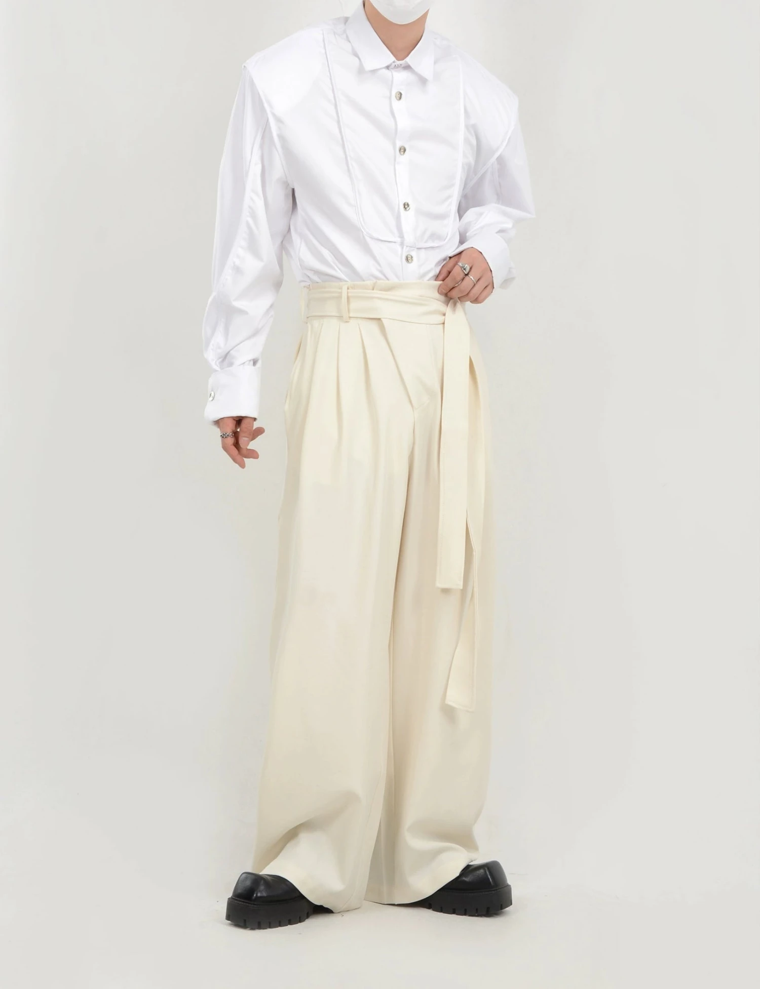 Wide Leg Belted Trousers With Pleat Detail 9 Wide Leg Belted Trousers With Pleat Detail - Image 9