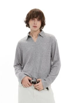Knit Polo Collar Pullover Sweater Top