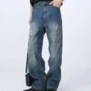Ring Patchwork Straight Fit Jeans