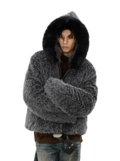 Faux Fur Oversized Hooded Zip Jacket -Modern Wear Shop a7937893082f507f3428cb92558e9664
