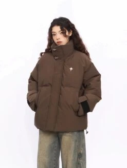 Puffer Jacket With High Collar Buckles Detail -Modern Wear Shop a833f9626cfee40763e6402c026a342d