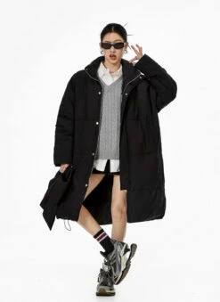 Oversized Stand Collar Puffer Coat With Scarf -Modern Wear Shop a8910902fcccaa55ae3824578e64e632