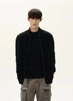 Fuzzy Ribbed Trim Mock Neck Zip Jacket 24 Fuzzy Ribbed Trim Mock Neck Zip Jacket -Modern Wear Shop a892249271752ae8580e6630b7473fe9