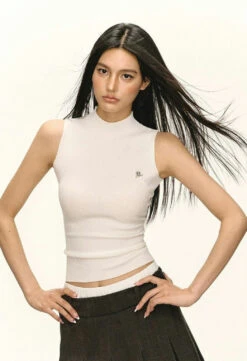 Ribbed Mock Neck Sleeveless Tank Top -Modern Wear Shop a8dc0ed53771581687ca4d5a9d5a503e