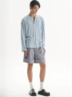 Textured Long Sleeve Lightweight Henley Top -Modern Wear Shop a8eef946f512c6cd1ef91d0463213a4a