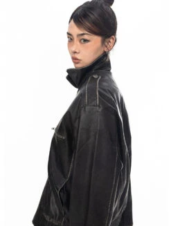 Vintage Faux Leather Stitch-Detail Jacket With Front Zip Pockets 15 Vintage Faux Leather Stitch-Detail Jacket With Front Zip Pockets -Modern Wear Shop a91243b01f0ea0078f87ba2023396620