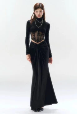 Slim Ruched Serpentina Maxi Skirt -Modern Wear Shop a9279eea62da6922af2c29c2c3f4d6de