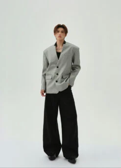 Oversized Houndstooth Pattern Single Breasted Blazer -Modern Wear Shop a945191398806c3efaf14750df38117f