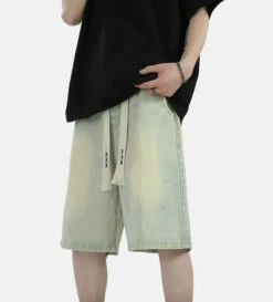 Zipper Detail Knee-Length Faded Denim Shorts -Modern Wear Shop a9ce30876850c78f6031524664c0289b