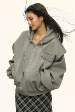 Structured Drop Shoulder Oversized Zip Hoodie Jacket -Modern Wear Shop aa0c5c5bb544a9b800b29d67065914e9