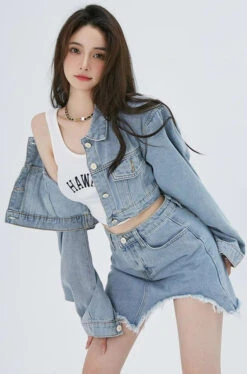 Cropped Denim Jacket And Distressed Hem Mini Skirt Two-Piece Set 16 Cropped Denim Jacket And Distressed Hem Mini Skirt Two-Piece Set -Modern Wear Shop aa276ba9c8d693d40f90594bc430422d d5d2e1fd daa6 4159 9b36 e8cd0148bb29