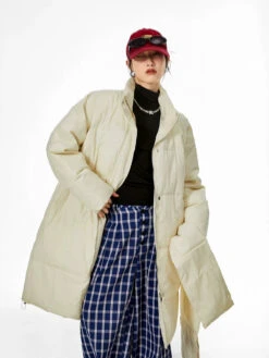 Oversized Stand Collar Puffer Coat With Scarf -Modern Wear Shop aa32638e62fa9eee9756fbdbce854ad5