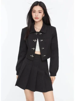 Boxy Collared Crop Jacket With Fireman Buckles And Mini Skirt Two-Piece Set 16 Boxy Collared Crop Jacket With Fireman Buckles And Mini Skirt Two-Piece Set -Modern Wear Shop aa3342a5b85caf3fe5e6ef3888f304b7