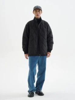 Quilted Zip-Up Jacket With Stand Collar -Modern Wear Shop aa45e0f2f04ccc2fade35cc0f379fd27