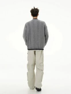 Fuzzy Contrast Trim Mock Neck Zip Jacket -Modern Wear Shop aa78409332dfea63892c935cc5c26926