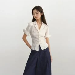 Striped Button-Up Short Sleeve Collared Shirt With Chest Pocket And Belt Loops -Modern Wear Shop aa8cec85427c8e7a406ce81984337c7b b6d6436a 36c5 4755 9a3a afe895579272