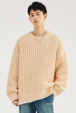 Cable Knit Ribbed Trim Sweatshirt -Modern Wear Shop aabd947856687bb4aed4175cb26f9f5d