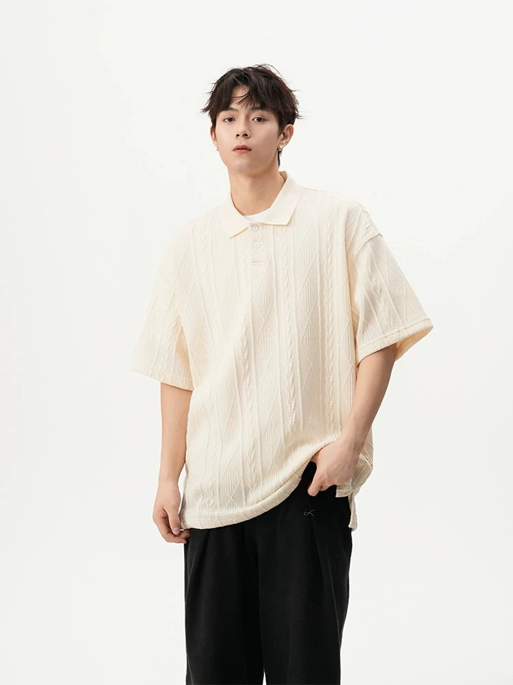 Textured Knit Short Sleeve Polo Shirt 2 Textured Knit Short Sleeve Polo Shirt - Image 2