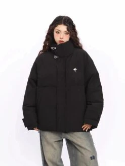 Puffer Jacket With High Collar Buckles Detail -Modern Wear Shop aadd978b4311a2e0b39b80f6fc3b532f