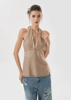 Plunging Halter Neck Sleeveless Top -Modern Wear Shop aae15f500a54e89e3ead8e1a3af5f07f