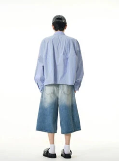 Oversized Striped Drop-Shoulder Cropped Button-Up Shirt 17 Oversized Striped Drop-Shoulder Cropped Button-Up Shirt -Modern Wear Shop aaf581b31adab688db74d1dd7fd5ff74