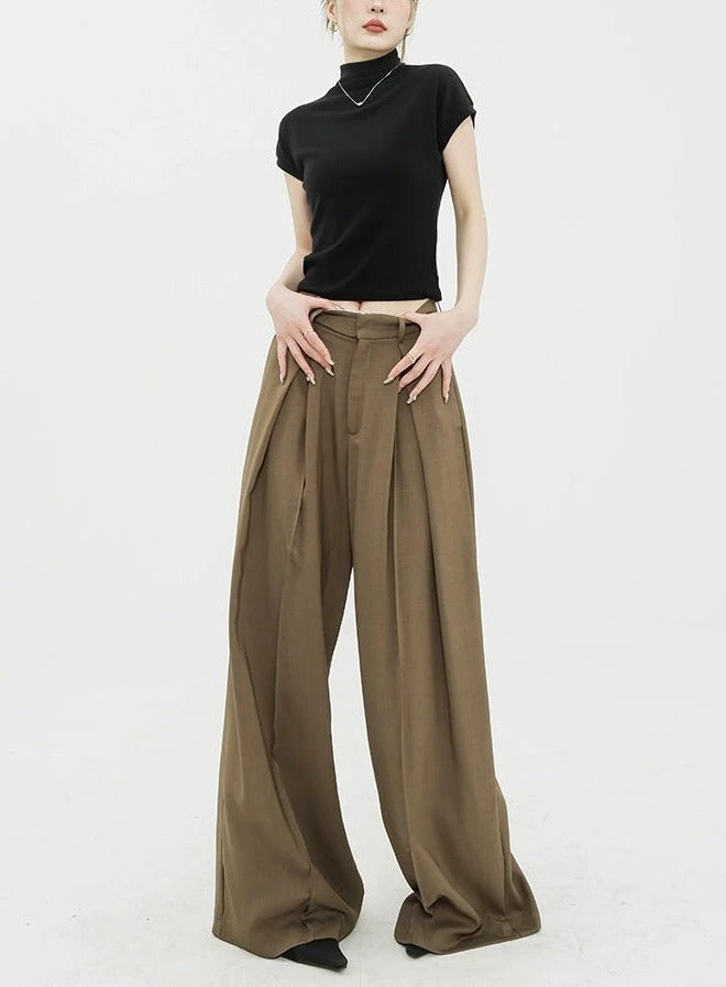 Wide Leg Criss-Cross Pleated Palazzo Trousers 4 Wide Leg Criss-Cross Pleated Palazzo Trousers - Image 4