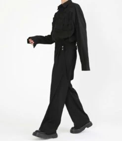 Wide Leg Pleated Pants With Strap -Modern Wear Shop ab8ef16676129312f896c9a7ac34839c