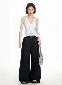 Ruched Halter Top With Lace Layer And Twist Front 7 Ruched Halter Top With Lace Layer And Twist Front -Modern Wear Shop abc8035f5e0d892f19c7b559066d8def