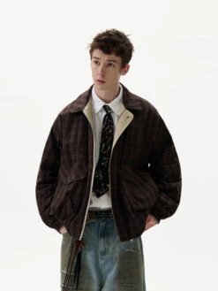 Plaid Oversized Drop Shoulder Jacket With Elastic Trim 11 Plaid Oversized Drop Shoulder Jacket With Elastic Trim -Modern Wear Shop abe6d880adf8428924c79133c70f45e1