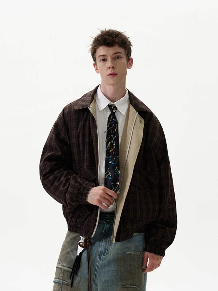 Plaid Oversized Drop Shoulder Jacket With Elastic Trim 2 Plaid Oversized Drop Shoulder Jacket With Elastic Trim - Image 2