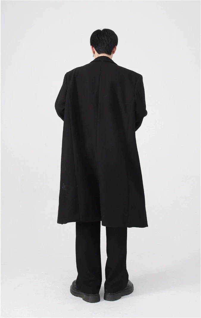 Asymmetric Oversized Faux-Woolen Coat With Metal Buckle 6 Asymmetric Oversized Faux-Woolen Coat With Metal Buckle - Image 6