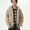Mid-Crop Sherpa Hooded Zip Jacket