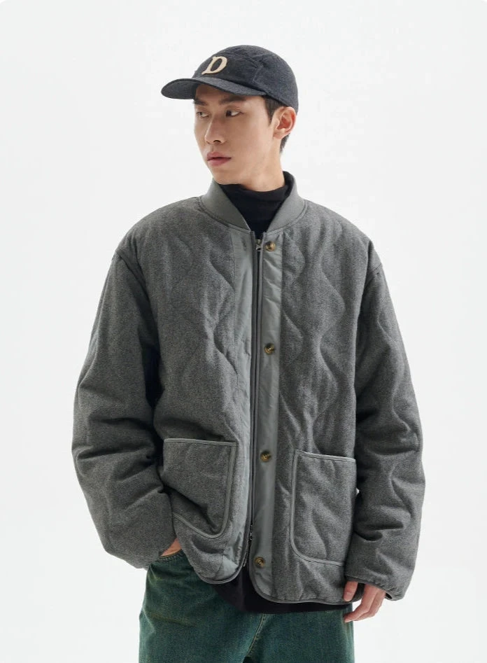 Quilted Drop Shoulder Button Jacket With Front Pockets 3 Quilted Drop Shoulder Button Jacket With Front Pockets - Image 3