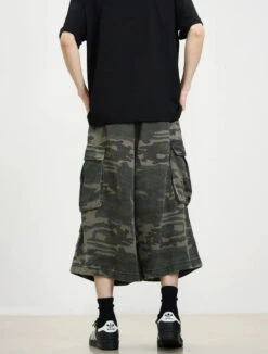 Camouflage Flare Cargo Capri Shorts -Modern Wear Shop ac3d9cd94bc2361aa3a4258bd9b1dd12