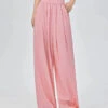 Elastic Waist Pleated Trousers With Pockets