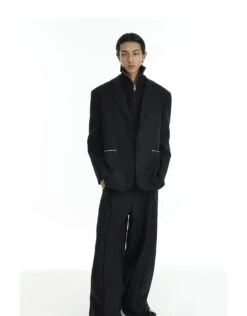 Structured Single Breasted Blazer With Zip Details -Modern Wear Shop acb88d18ba7fe0776eede6114d49fb48