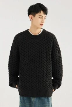 Cable Knit Ribbed Trim Sweatshirt -Modern Wear Shop acca367e4f0abee34570a0c4cd83211f