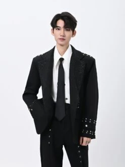 Oversized Embellished Studded Blazer With Glitter Lapel Detail 7 Oversized Embellished Studded Blazer With Glitter Lapel Detail -Modern Wear Shop acd69d9cae0806c6c8bc0bd2c0671532