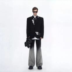 Structured Single Breasted Blazer With Abstract Shard Patch Detail -Modern Wear Shop ace4aa9d81fd78c025a9f588e56f920d