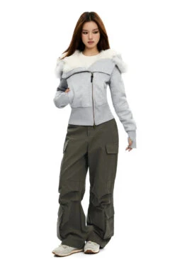 Fleece-Lined Hooded Jacket With Faux Fur Trim 18 Fleece-Lined Hooded Jacket With Faux Fur Trim -Modern Wear Shop ad8a985673294218be76852a9ef3764d