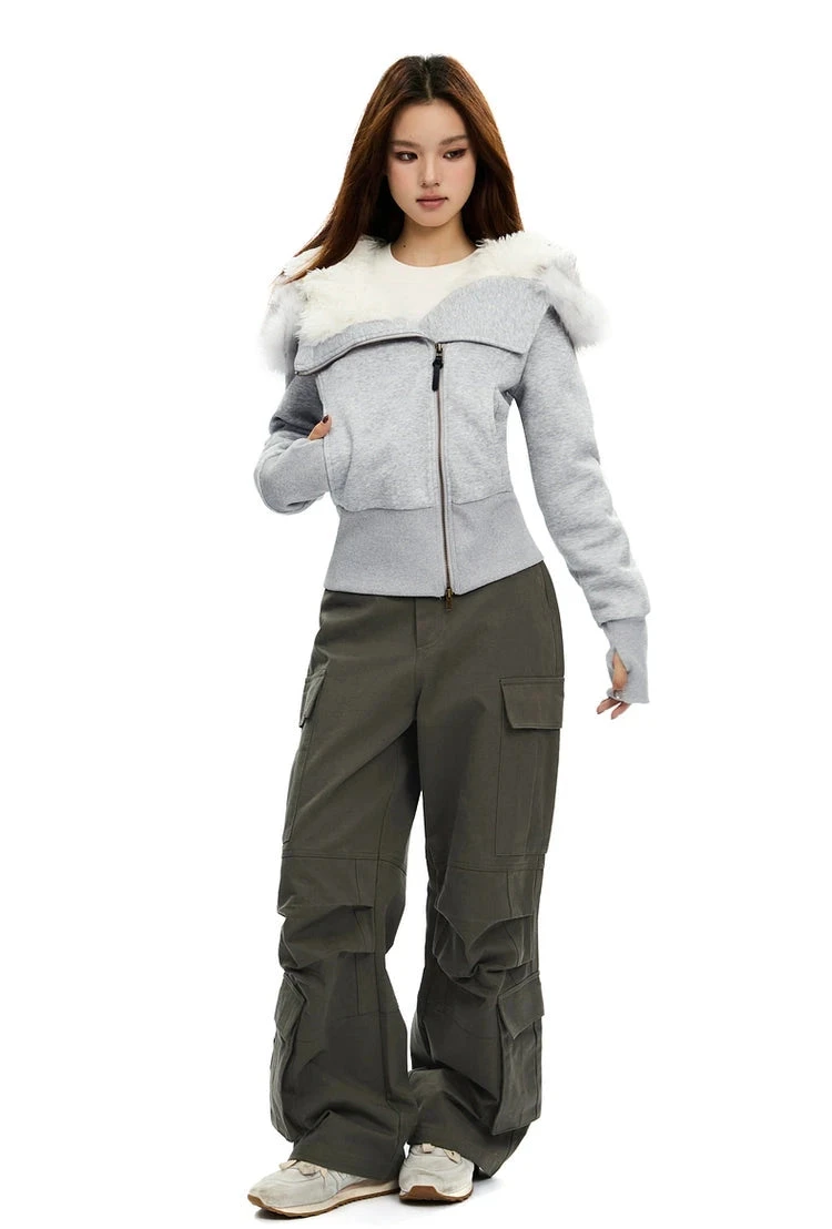 Fleece-Lined Hooded Jacket With Faux Fur Trim 5 Fleece-Lined Hooded Jacket With Faux Fur Trim - Image 5