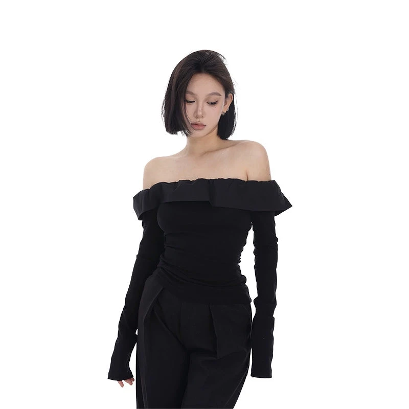Ruffle Off-Shoulder Flare-Layer Long Sleeve Top 2 Ruffle Off-Shoulder Flare-Layer Long Sleeve Top - Image 2