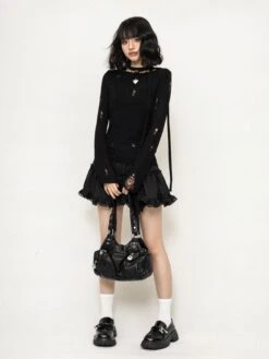 Layered Ruffle Mini Skirt With Lace Trim -Modern Wear Shop ae1bbd908531274ffc6f27cba527a792