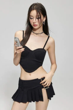 Textured Bustier Bikini Top With Belted Skirtini Set -Modern Wear Shop ae1fa0dc200718235a6db8995e043bb6